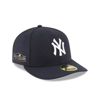 Blue New York Yankees Hat - New Era MLB Postseason Side Patch Low Profile 59FIFTY Fitted Caps USA0896132
